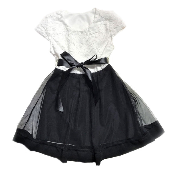 Fekete-fehér elegáns lány ruha (104-164)
