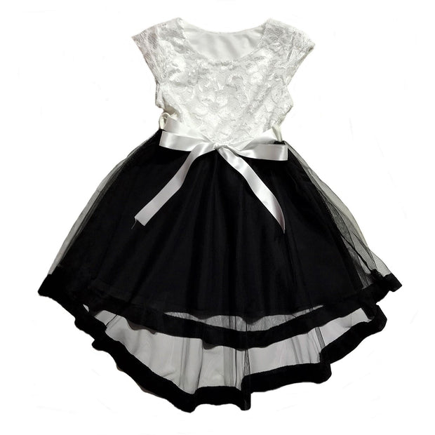 Fekete-fehér csipkés lány ruha (98-164)