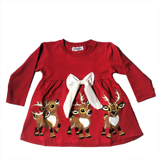 Karácsonyi mintás lány ruha (86-104)