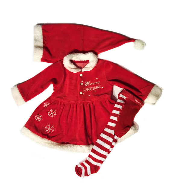 Plüss karácsonyi kislány ruha harisnyával és sapkával (56-68) - BabyBoom - Baba- és gyermekdivat webáruház